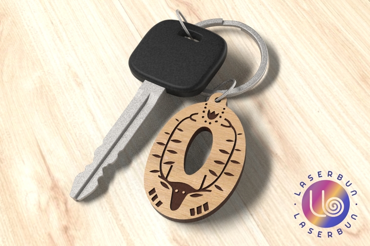 Number 0 Folk Engraving Style Keychain SVG for Laser Use