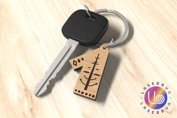 Number 1 Keychain SVG File with Nordic Folk Engraving