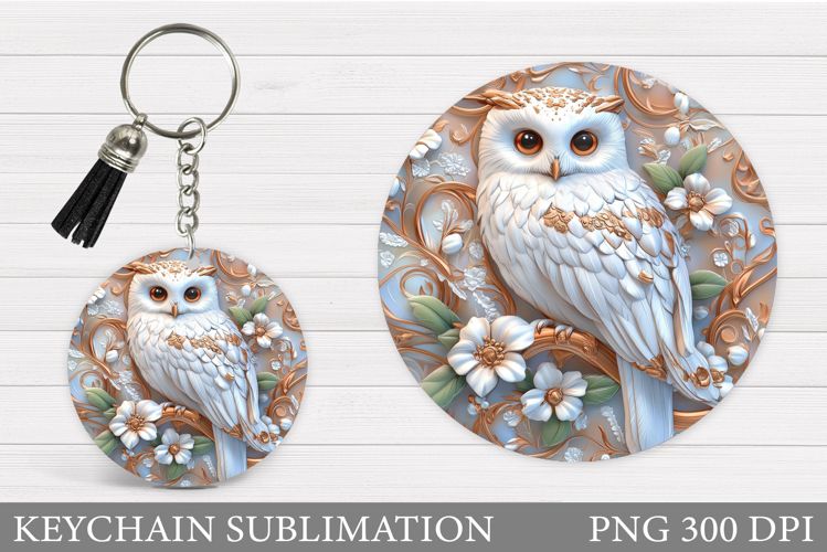 Owl Keychain Design. Owl Flowers Keychain Sublimation