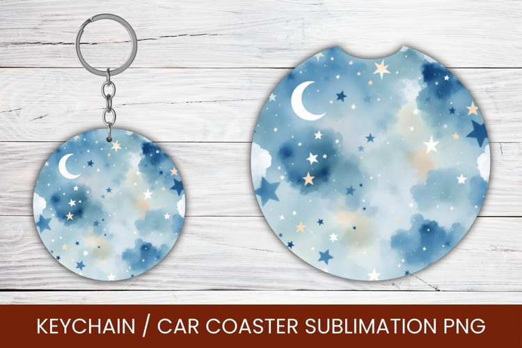 keyring keychain car coaster - gradient glitter