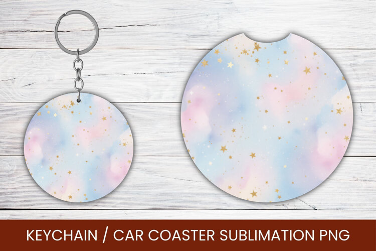 keyring keychain car coaster - gradient glitter example image 1
