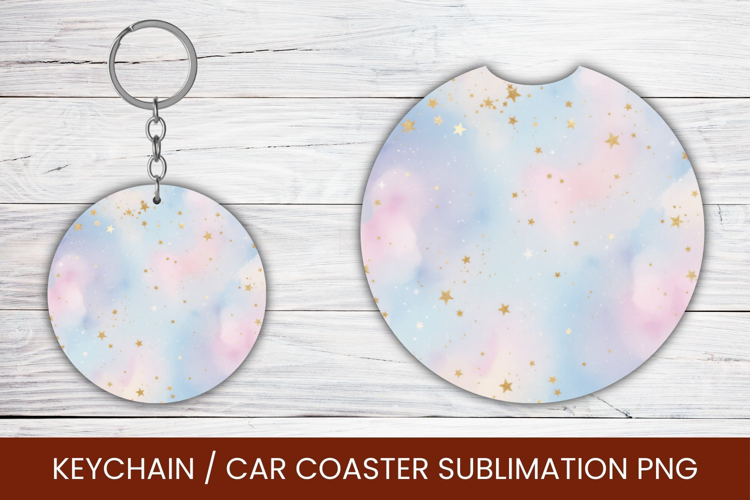 keyring keychain car coaster - gradient glitter