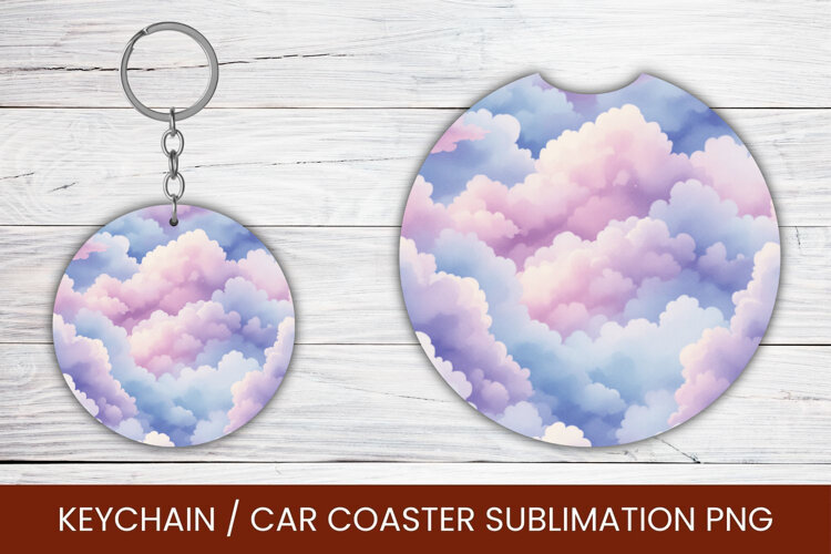 keyring keychain car coaster - pastel cloud example image 1