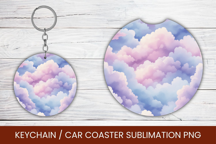 keyring keychain car coaster - pastel cloud