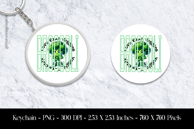 Broccoli Keychain Sublimation Design PNG