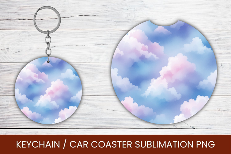 keyring keychain car coaster - pastel cloud
