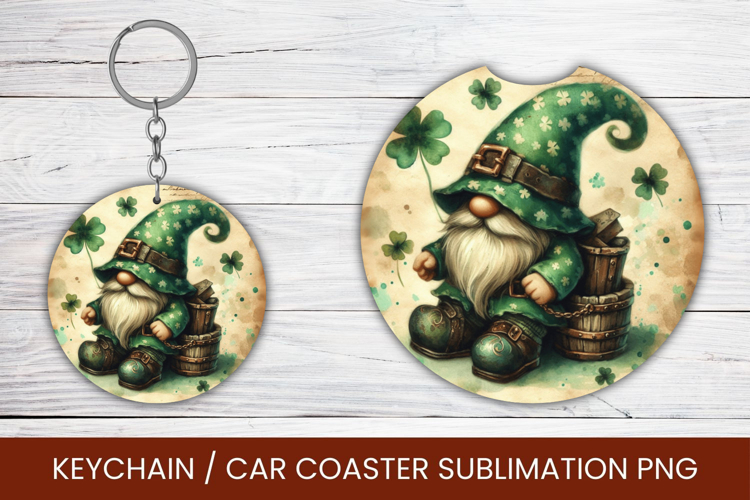 keyring keychain car coaster - saint patricks day gnome