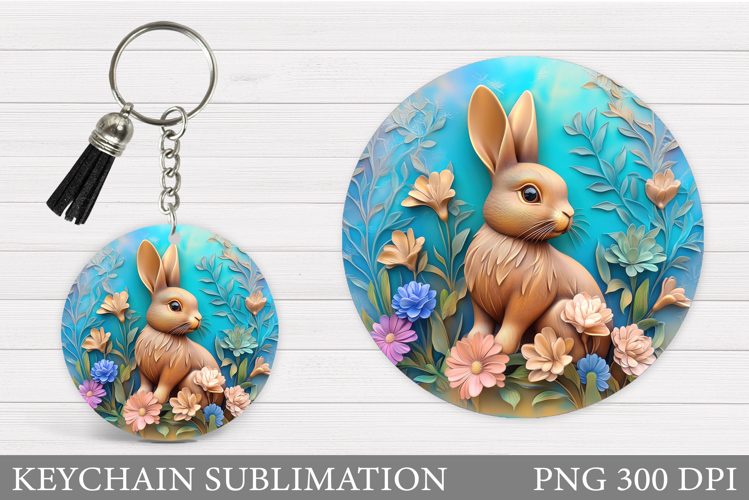 Cute Bunny Keychain Design. Cute Bunny Sublimation