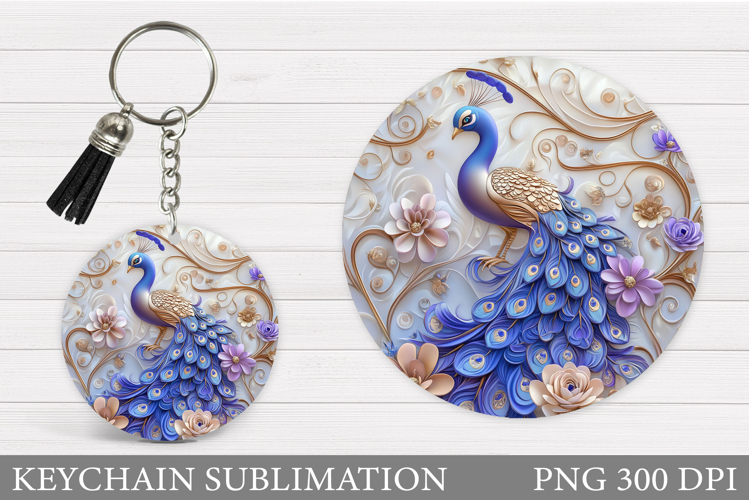 Peacock Keychain Design. Peacock Sublimation example image 1