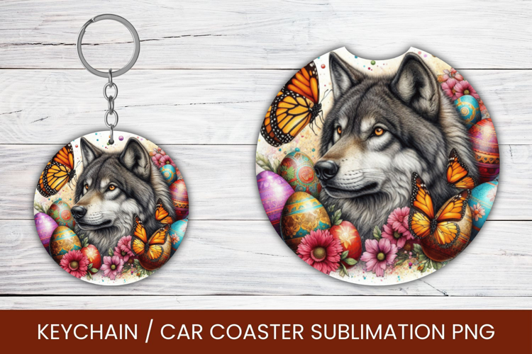 keyring keychain car coaster - easter wolf