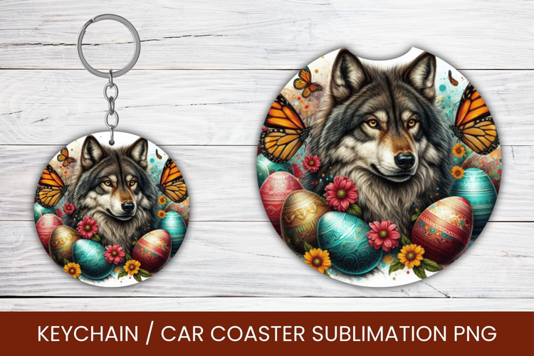 keyring keychain car coaster - easter wolf