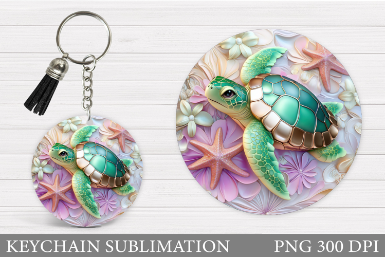 Turtle Keychain Sublimation. Turtle Keychain Design