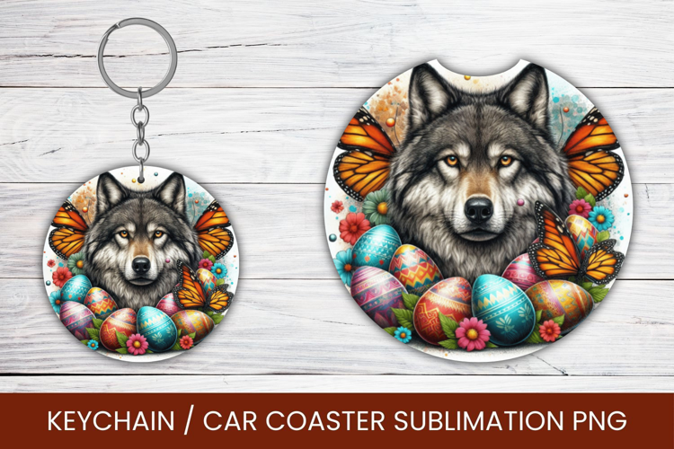 keyring keychain car coaster - easter wolf