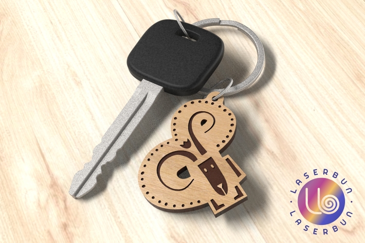 Ampersand Keychain SVG with Engraved Folk Alphabet Charm