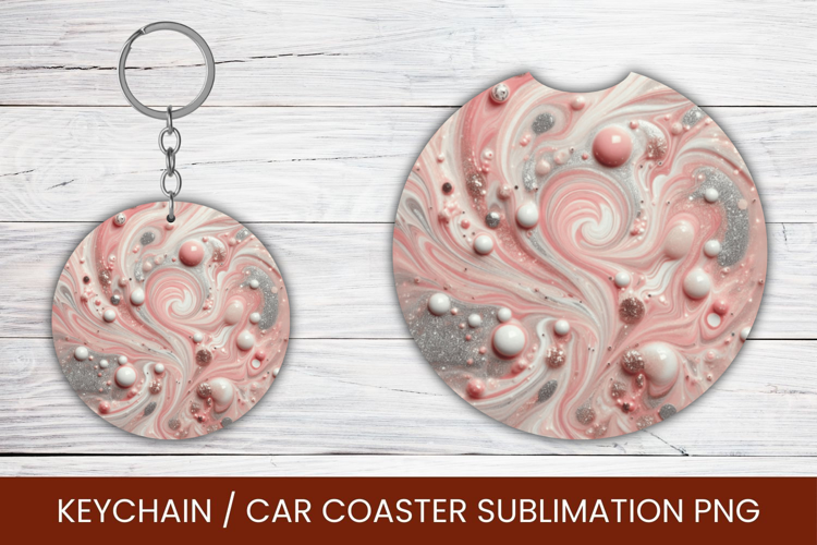 keyring keychain car coaster - marble glitter