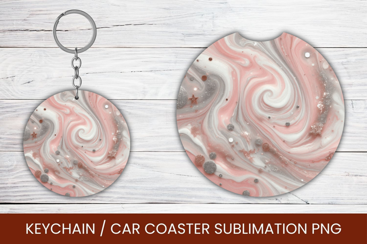 keyring keychain car coaster - marble glitter