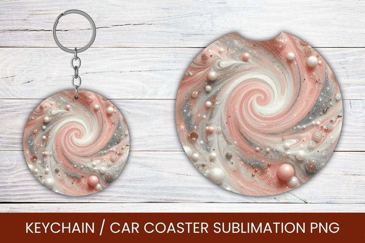 keyring keychain car coaster - marble glitter