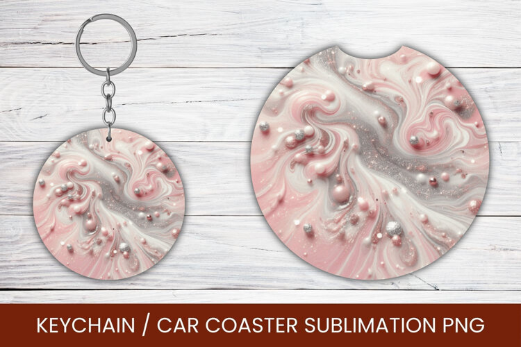 keyring keychain car coaster - marble glitter example image 1