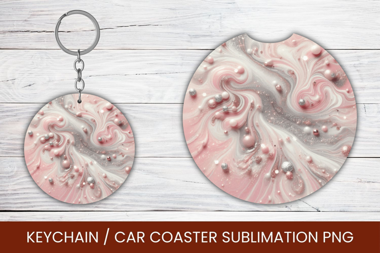 keyring keychain car coaster - marble glitter