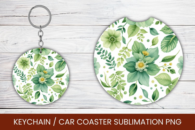 keyring keychain car coaster - flowers pattern