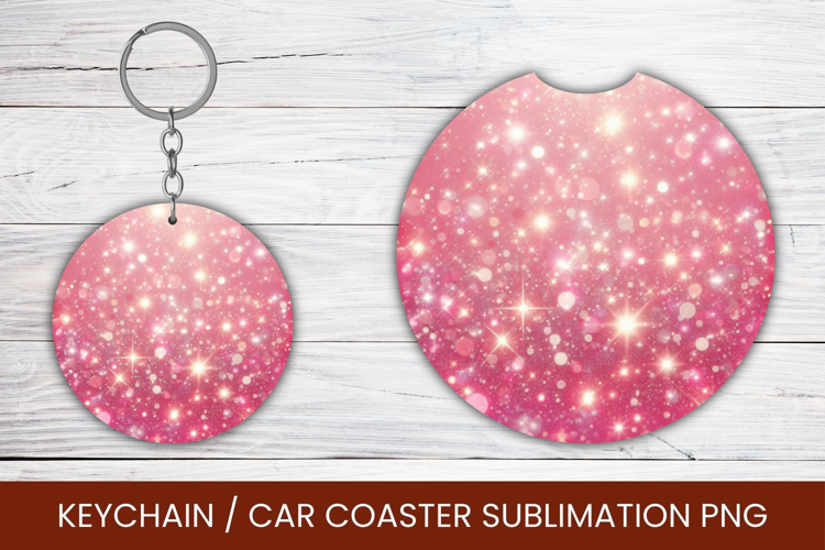 keyring keychain car coaster - gradient glitter