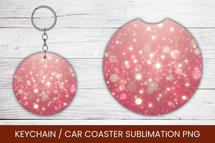 keyring keychain car coaster - gradient glitter example image 1