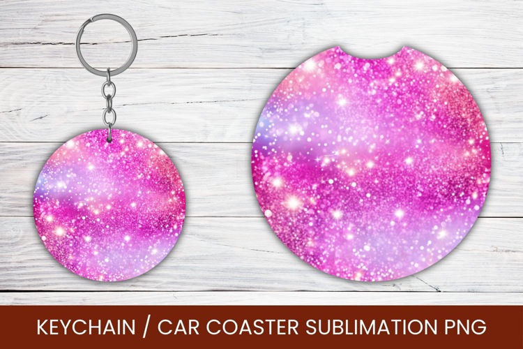 keyring keychain car coaster - gradient glitter