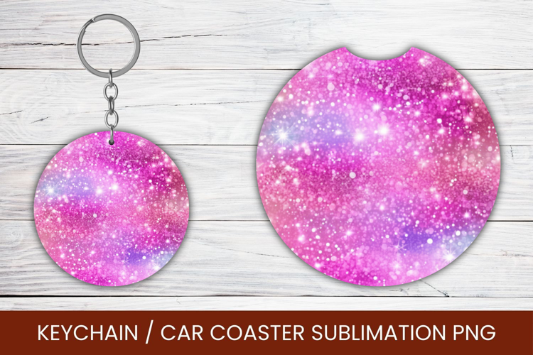keyring keychain car coaster - gradient glitter