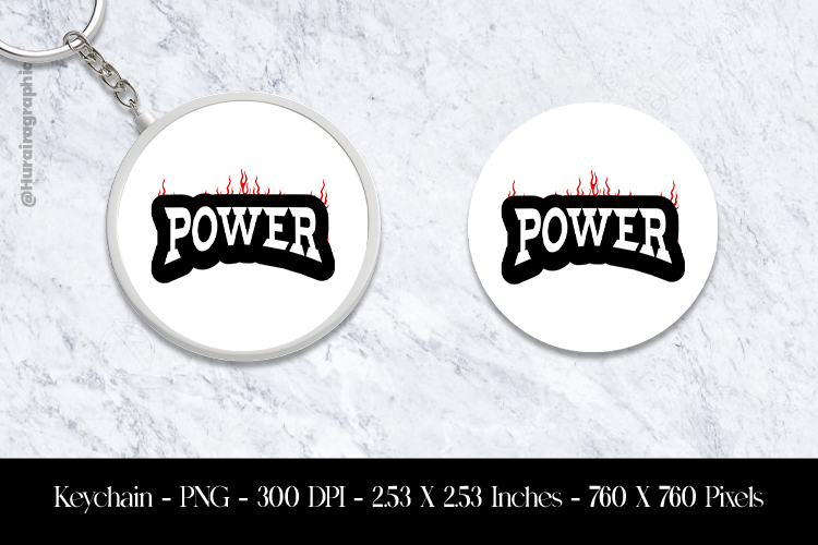 Power Keychain Sublimation Design PNG