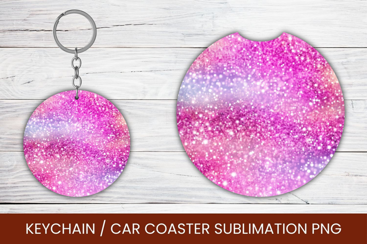 keyring keychain car coaster - gradient glitter