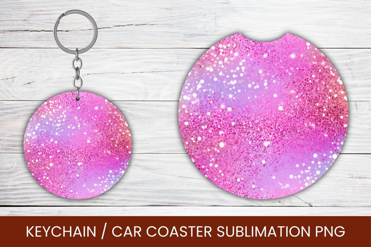 keyring keychain car coaster - gradient glitter