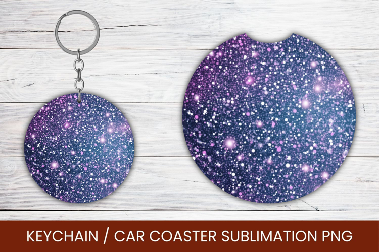 keyring keychain car coaster - gradient glitter example image 1