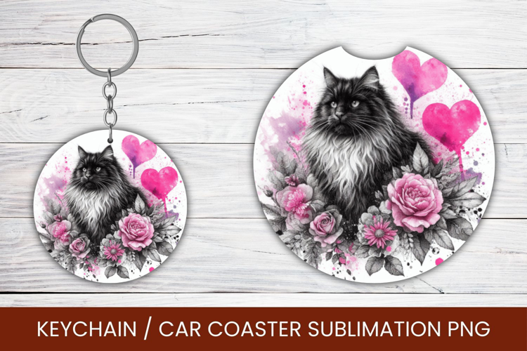 keyring keychain car coaster - love cat