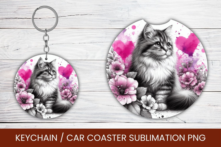 keyring keychain car coaster - love cat