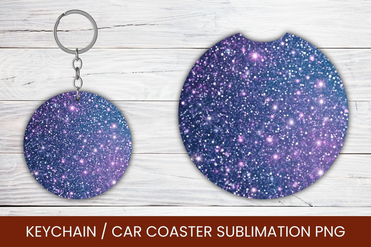keyring keychain car coaster - gradient glitter
