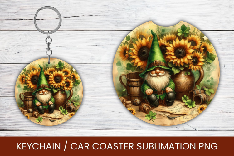 keyring keychain car coaster - saint patricks day gnome