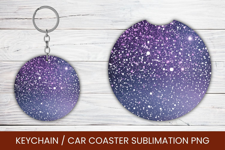 keyring keychain car coaster - gradient glitter