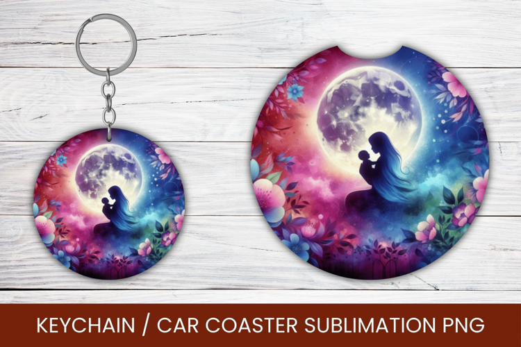 keyring keychain car coaster - mother and baby
