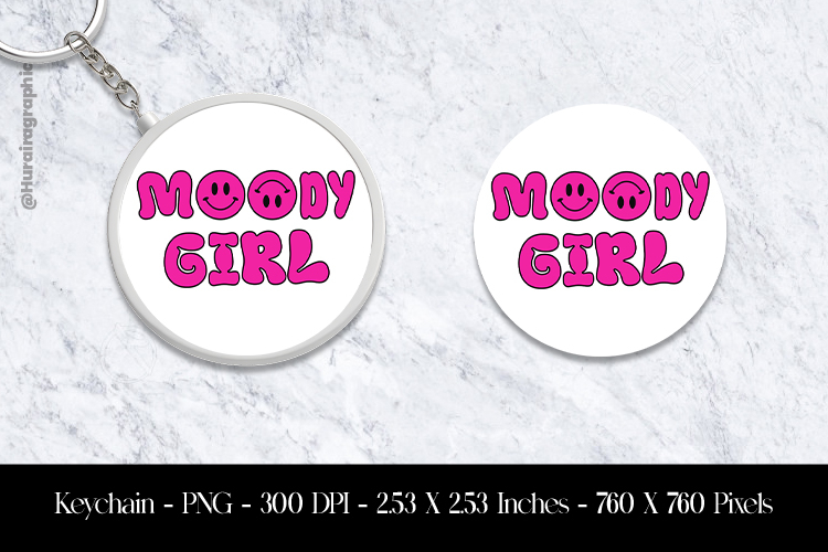 Moody Girl Keychain Sublimation Design PNG