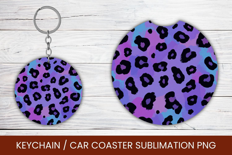 keyring keychain car coaster - leopard skin pattern