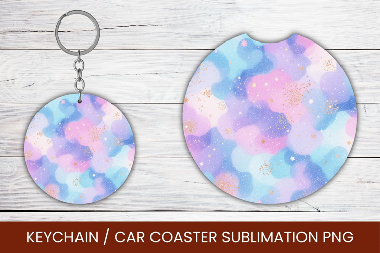 keyring keychain car coaster - gradient glitter