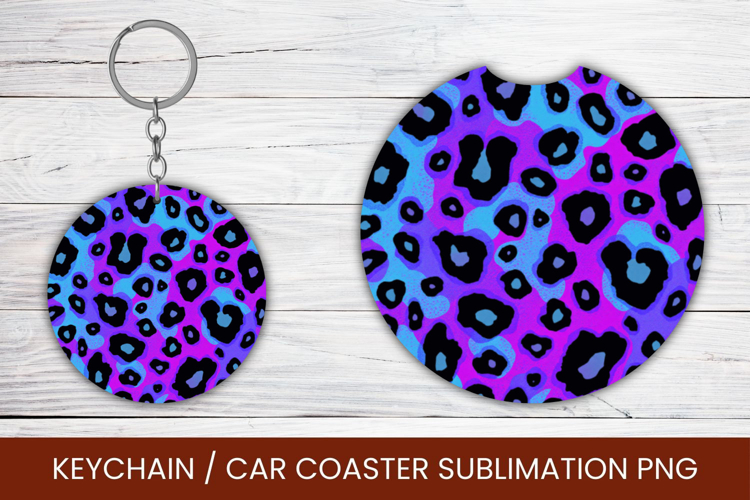 keyring keychain car coaster - leopard skin pattern