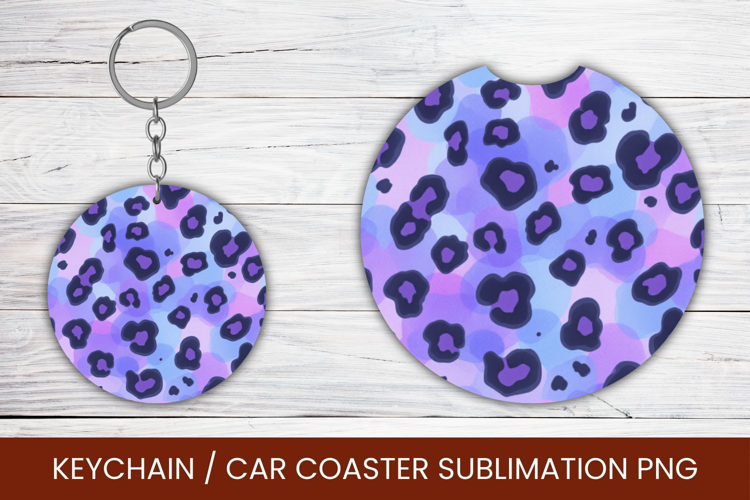 keyring keychain car coaster - leopard skin pattern
