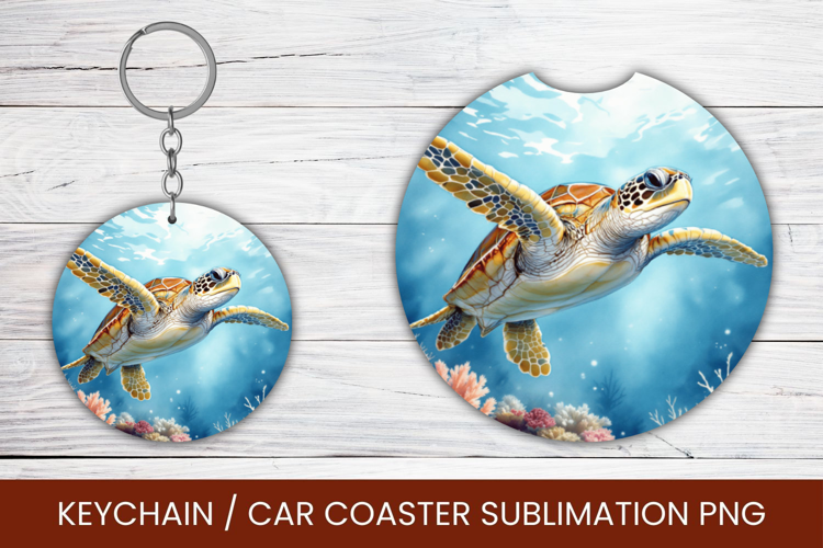 keyring keychain car coaster - sea turtle