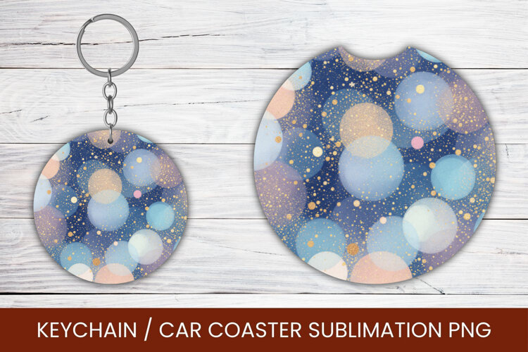 keyring keychain car coaster - gradient glitter example image 1