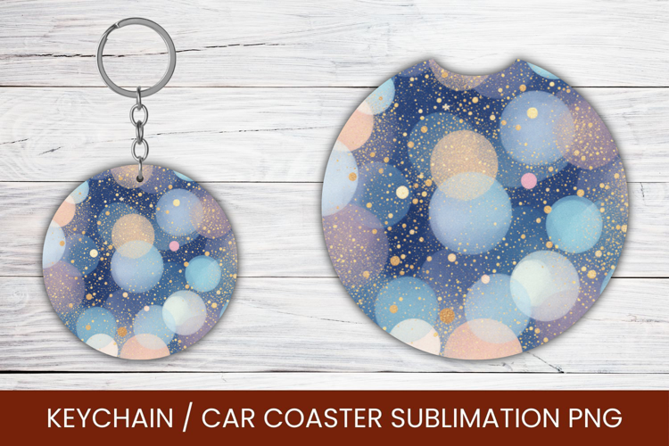 keyring keychain car coaster - gradient glitter