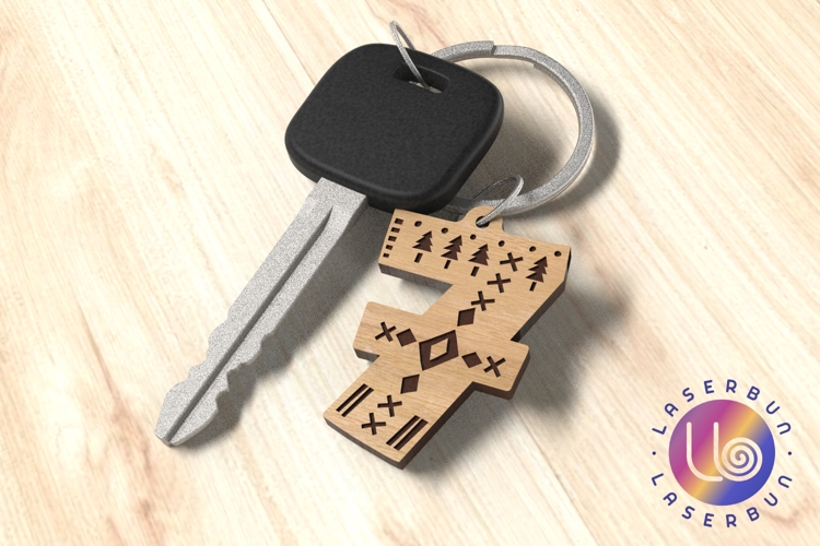 Number 7 Keychain SVG Engraving File in Folk Design