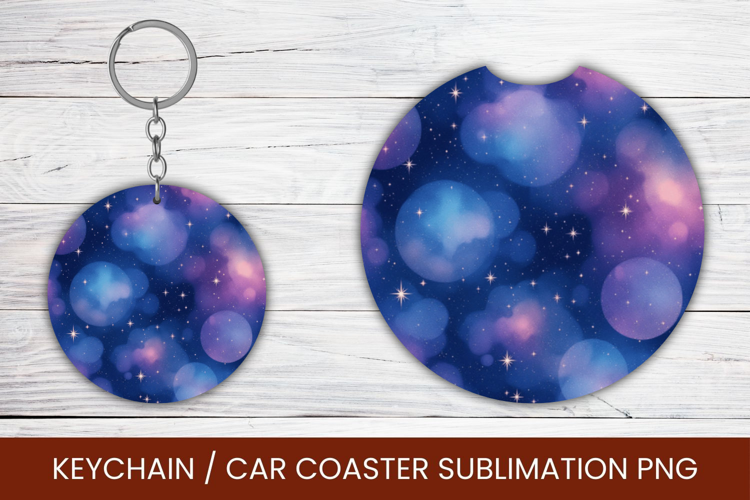 keyring keychain car coaster - gradient glitter