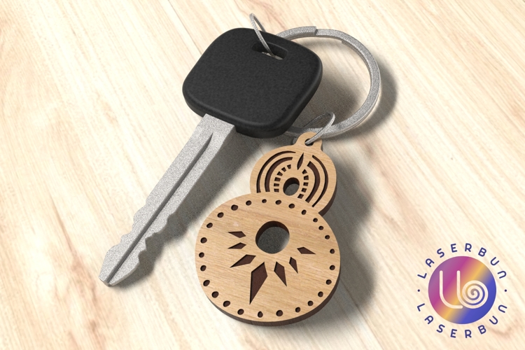 Number 8 Folk Style Keychain SVG for Laser Engraving