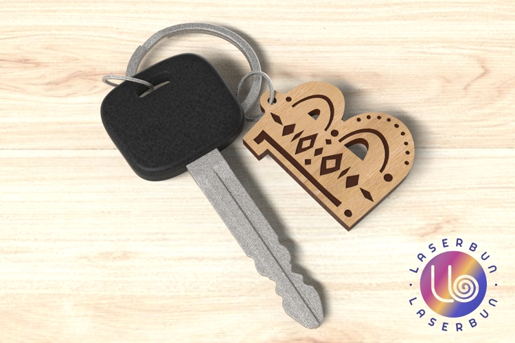 Bold Folk B Letter Keychain SVG for Laser Engraving Art